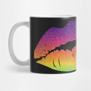 Bright Rainbow Ombre Faux Glitter Lips Mug